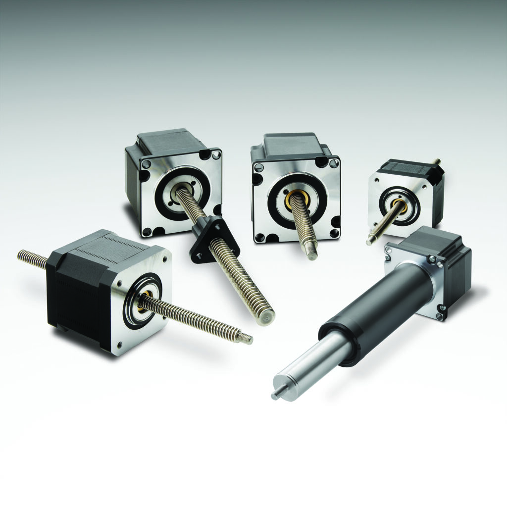 Thomson stepper motor linear actuators in three basic configurations – rotating screw (MLS), rotating nut (MLN) and actuator (MLA)